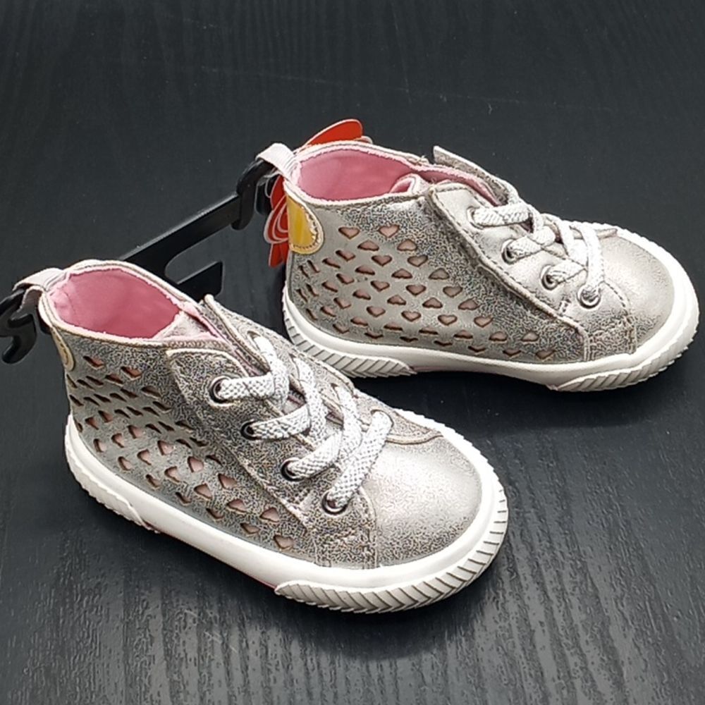 Baby Girl Heart High Top Sneaker Shoes Size 2